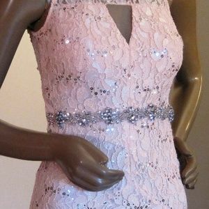 My Michelle Womens Gowns Blush Beaded NWT $200